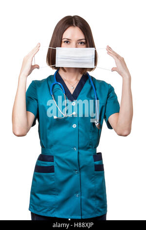 schöne Brünette Frau medizinische Arbeiter Stockfoto