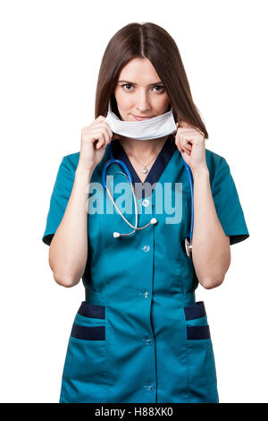 schöne Brünette Frau medizinische Arbeiter Stockfoto