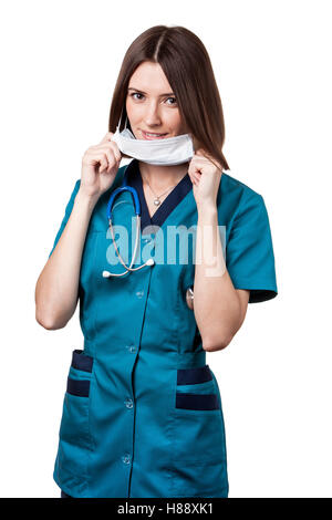 schöne Brünette Frau medizinische Arbeiter Stockfoto