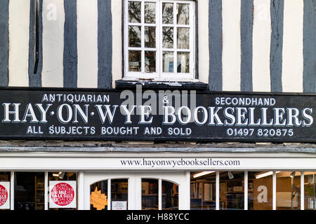 Unabhängige Buchhandlung in Hay on Wye, Kind, Wales, UK Stockfoto