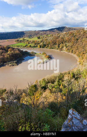 Herbst im Wye Valley - die Aussicht vom Wintours Sprung, Gloucestershire UK Stockfoto