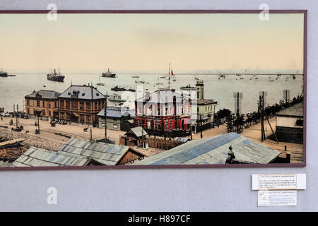 Geschichte-Wandbild, Hafen von Yokohama, Insel Honshu, Japan, Asien Stockfoto