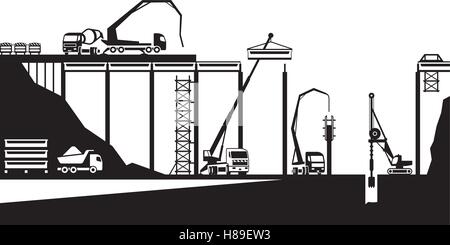 Bau einer Brücke unterwegs - Vektor illustrator Stock Vektor