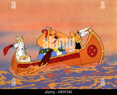 Asterix in Amerika, (ASTERIX ET LES INDIENS) D 1993, Regie: Gerhard Hahn, Stichwort: Miraculix-, Obelix, Idefix, Kanu Stockfoto