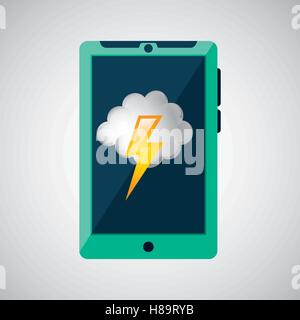 grüne Smartphone Wetter Wolke Symbol Lichtdesign Vektor Illustration Eps 10 Stock Vektor