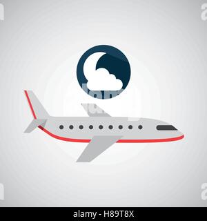 Flugzeug reisen. Wettervorhersage Mond Wolke Symbol Vektor Illustration Eps 10 Stock Vektor