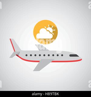 Flugzeug reisen. Wettervorhersage Wolke Sonne Symbol Vektor Illustration Eps 10 Stock Vektor