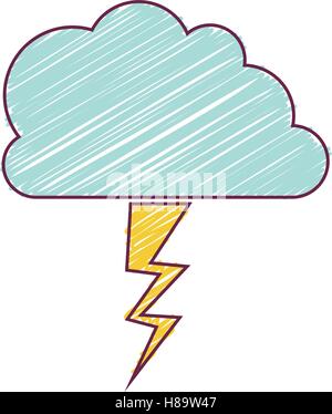 Blitze und Wolken-Symbol auf weißem Hintergrund. Sturm-Wetter. Vektor-illustration Stock Vektor