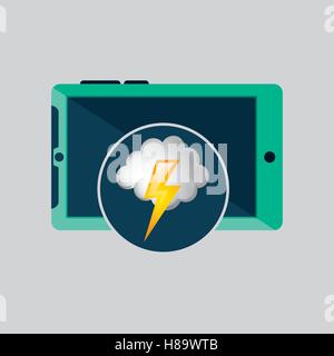 grüne Smartphone Wetter Wolke Symbol Lichtdesign Vektor Illustration Eps 10 Stock Vektor