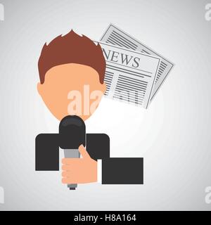 Innterviewed Nachrichten Mikrofon Papier Design Vektor Illustration Eps 10 Stock Vektor