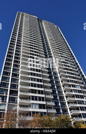 Gebäude entlang Lake Shore Drive während der 2016 Chicago Cubs World Series Parade Stockfoto