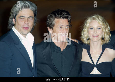 BENICIO DEL TORO SEAN PENN & NAOMI WATTS 21 Gramm FILM PREMIERE 60. Venedig FILM FESTIVAL 5. September 2003 Stockfoto