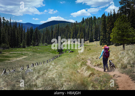 Backpacking in das Hinterland Stockfoto