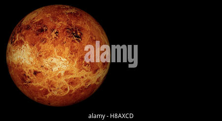 3D Rendern der Planet Venus auf einem schwarzen Hintergrund, hohe Auflösung. Stockfoto
