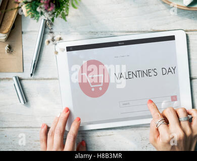 Valentinstag einkaufen Homepage Website-Konzept Stockfoto
