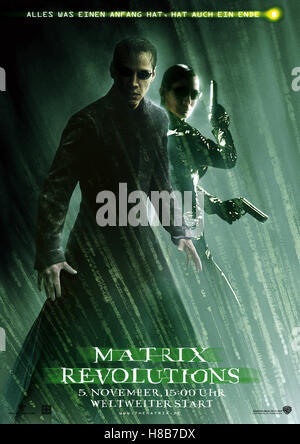 Die Matrix-Revolutionen, (die MATRIX-REVOLUTIONEN) USA 2003, Regie: Andy + Larry Wachowski, KEANU REEVES, MONICA BELLUCCI, Schlüssel: Plakat Stockfoto