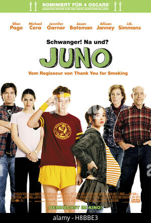 Juno, (JUNO) USA 2007, Regie: Jason Reitman, JASON BATEMAN, JENNIFER GARNER, MICHAEL CERA, ELLEN PAGE, ALLISON JANNEY, j.k. SIMMONS, Key: Plakat Stockfoto