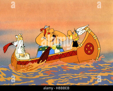 Asterix in Amerika, (ASTERIX ET LES INDIENS) D 1993, Regie: Gerhard Hahn, Miraculix-, Obelix, Asterix, Key: Cartoon, Kanu, Rudern, Paddeln Stockfoto