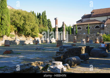 Triest, Italien, Forense romanische Basilika & Schloss Sankt Giusto Stockfoto