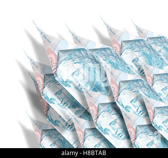 Papierflieger aus Geldscheinen, die Onedirectional in den Himmel fliegen gemacht Stockfoto