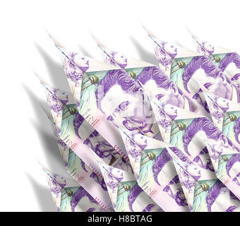 Papierflieger aus Geldscheinen, die Onedirectional in den Himmel fliegen gemacht Stockfoto