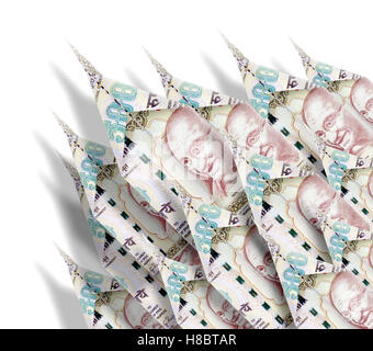 Papierflieger aus Geldscheinen, die Onedirectional in den Himmel fliegen gemacht Stockfoto