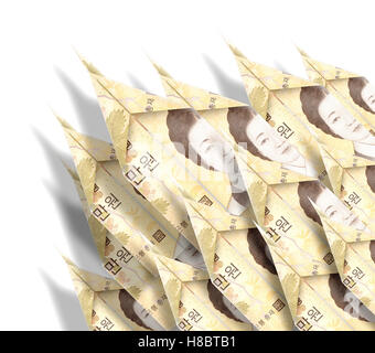 Papierflieger aus Geldscheinen, die Onedirectional in den Himmel fliegen gemacht Stockfoto