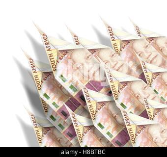 Papierflieger aus Geldscheinen, die Onedirectional in den Himmel fliegen gemacht Stockfoto