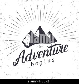 Das Abenteuer beginnt Karte.  Inspirierende Angebot. Motivationale Design für Karte, Poster, t-Shirt drucken. Handgezeichnete Schriftzug. Isoliert Stock Vektor
