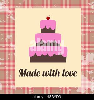 Kuchen mit Liebe gemacht. Vintage Poster. Vektor-illustration Stock Vektor