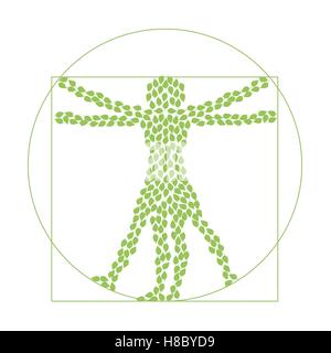 Mann s Silhouette aus grünen Blättern. Vektor-Logo Zeichen Konzept Illustration. Vektor-Logo-Vorlage. Ökologischen und biologischen produ Stock Vektor