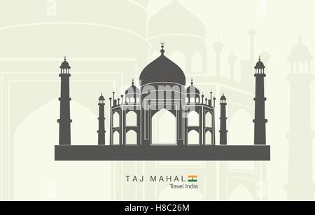 Außenillustration isoliert das Taj Mahal in Indien Stock Vektor