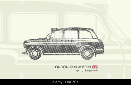 isolierte Figur des Druckens London Taxi Austin Stock Vektor