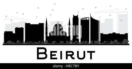 Beirut Stadt Skyline schwarz-weiß Silhouette. Vektor-Illustration. Einfache flache Konzept für Tourismus Präsentation, banner Stock Vektor