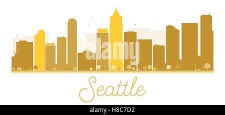 Seattle Skyline der Stadt goldene Silhouette. Vector Illustration. einfache flache Konzept für Tourismus Präsentation, Banner, Plakat Stock Vektor