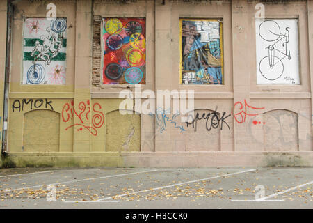 Graffiti an der Wand, Metelkova District, slowenische Hauptstadt Sloweniens, Oktober Stockfoto