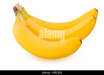 Drei Bananen isoliert auf weißem Hintergrund Stockfoto