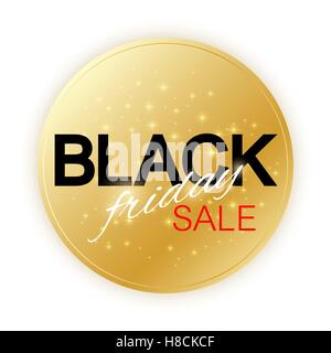 Black Friday Sale Schild Vorlage. Werbe-Banner Design. Golden Label Black Friday Sale. Stock Vektor