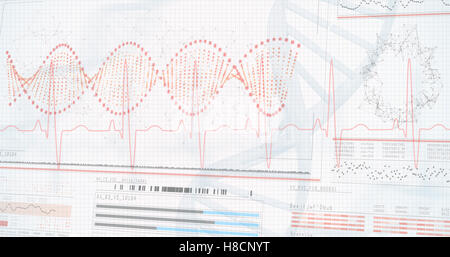 Panoramablick über Helix Musterinformation auf Bildschirm des Geräts Stockfoto