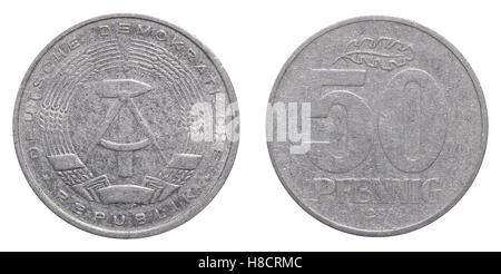 50 Pfennig Münze DDR Mark. Stockfoto