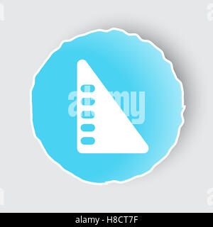 Blaue app-Schaltfläche mit Zeichendreieck Symbol auf weiß. Stockfoto