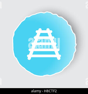 Blaue app Taste mit Eisenbahn-Symbol auf weiß. Stockfoto