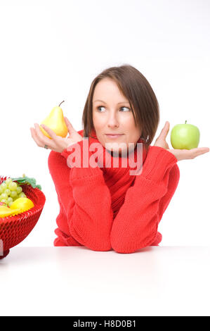 Frau mit Früchten Stockfoto