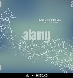 Struktur-Molekül der DNA und Neuronen. Zusammenfassung Hintergrund. Medizin, Naturwissenschaft und Technik. Vektor-Illustration für Ihre desig Stock Vektor