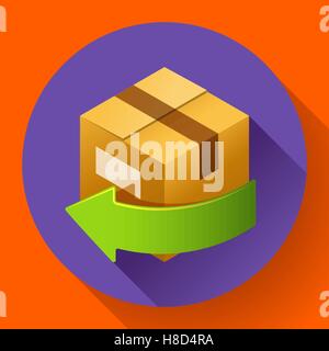Lieferung und kostenlose Rückgabe von Geschenken oder Pakete. Versand-Konzept-Symbol für Internet-Shop. Flache Design-Stil. Stock Vektor