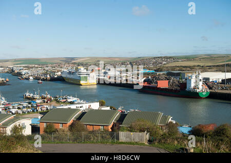 Transmanche Fähren Cote d'Albatre verlässt Newhaven Harbour East Sussex UK Stockfoto