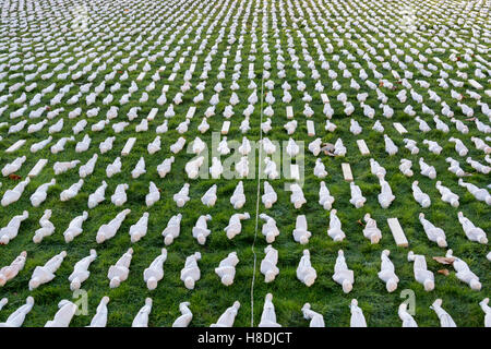 College Green, Bristol, UK. 11. November 2016. 19240 Wanten an der Somme, eine Installation von Somerset Künstler Rob Heard erscheint vor der Kathedrale am College Green in Bristol am Tag des Waffenstillstands 2016. Jedes Tuch ist ein Leben verloren ging am ersten Tag der Schlacht an der Somme (1. Juli 1916). Bildnachweis: Carolyn Eaton/Alamy Live-Nachrichten Stockfoto