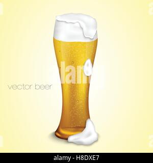 Bier. Ein Glas Bier auf weißem Hintergrund. Stock Vektor