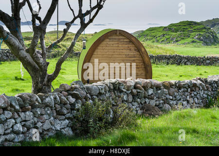 Iona, Schottland - Baile Mhor, das Dorf. Ein Urlaub "Glamping" Hütte. Stockfoto