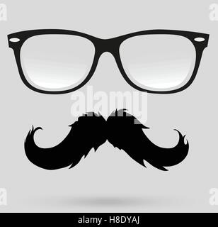 Schnurrbart Bart Brille Frisur Stock Vektor